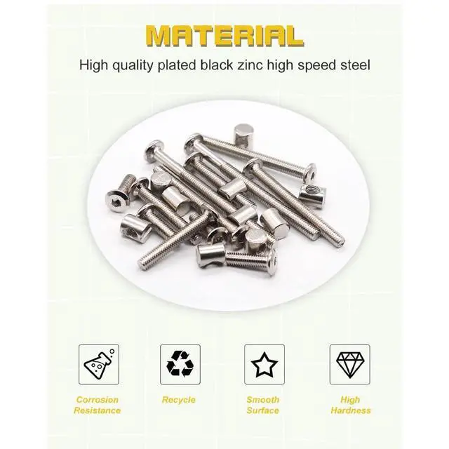 Alt view image 3 of 7 - Crib Screws Hardware Replacement Kit - 16 Set M6 Hex Drive Socket Cap Barrel Nuts Assortment Kit for Baby Bed Cribs Furniture, M6x40/50/60/70/80mm