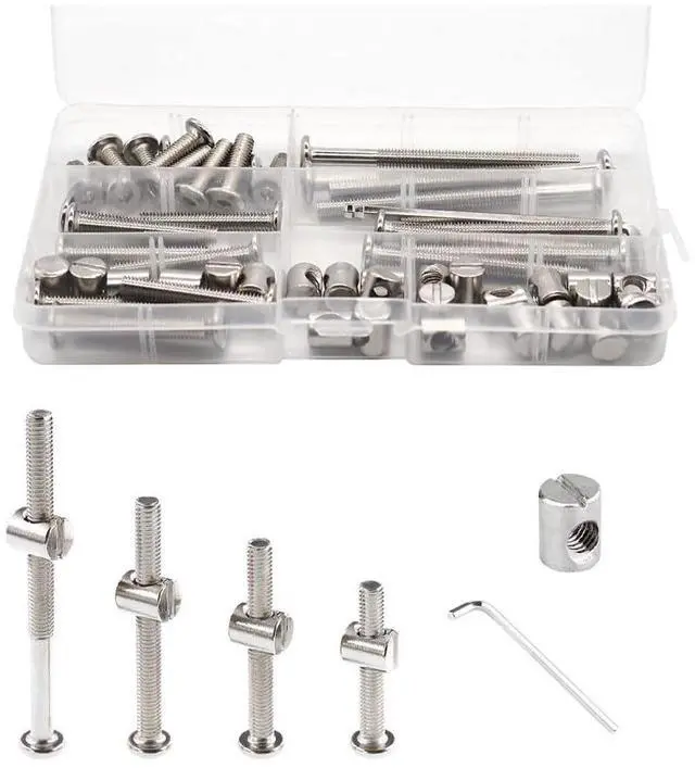 Main image of Crib Screws Hardware Replacement Kit - 16 Set M6 Hex Drive Socket Cap Barrel Nuts Assortment Kit for Baby Bed Cribs Furniture, M6x40/50/60/70/80mm