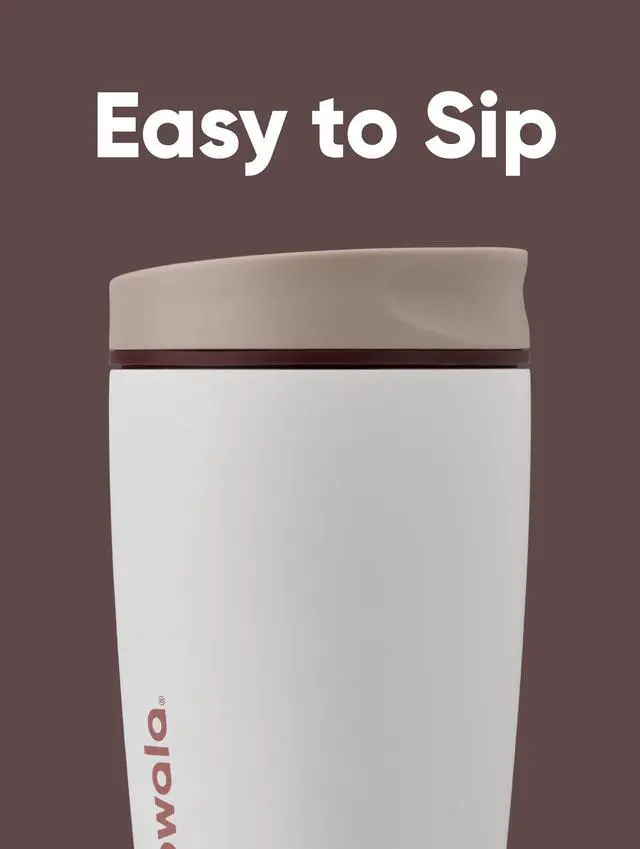 Alt view image 2 of 5 - SmoothSip Slider Insulated Stainless Steel Coffee Tumbler, Reusable Iced Coffee Cup, Hot Coffee Travel Mug, BPA Free 12 oz, Vanilla Bean