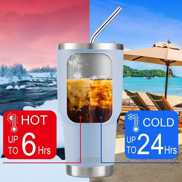 Alt view image 4 of 6 - 30oz Blue Tumbler Double Wall Vacuum Insulated Travel Coffee Mug