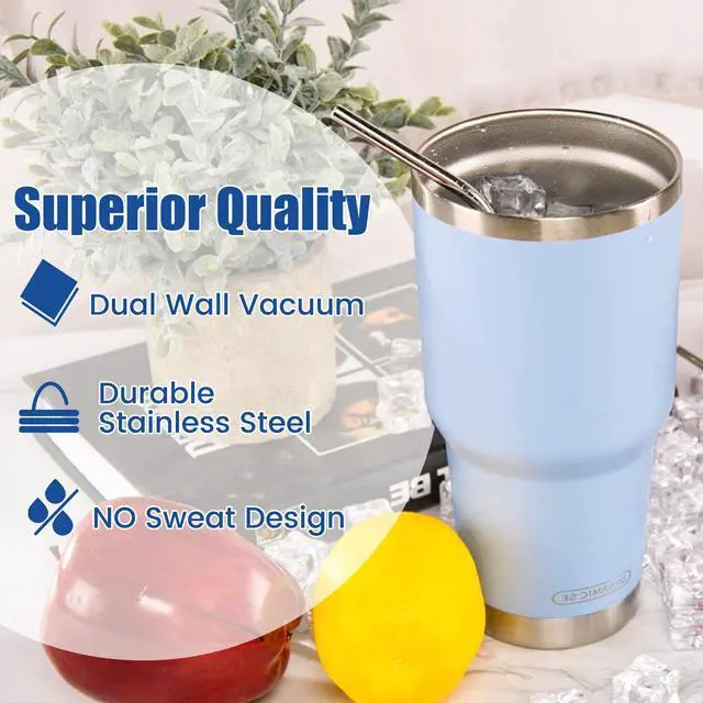 Alt view image 6 of 6 - 30oz Blue Tumbler Double Wall Vacuum Insulated Travel Coffee Mug