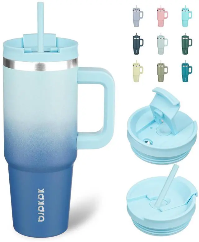 Main image of 30 oz Insulated Tumbler with Handle & Straw, Stainless Steel