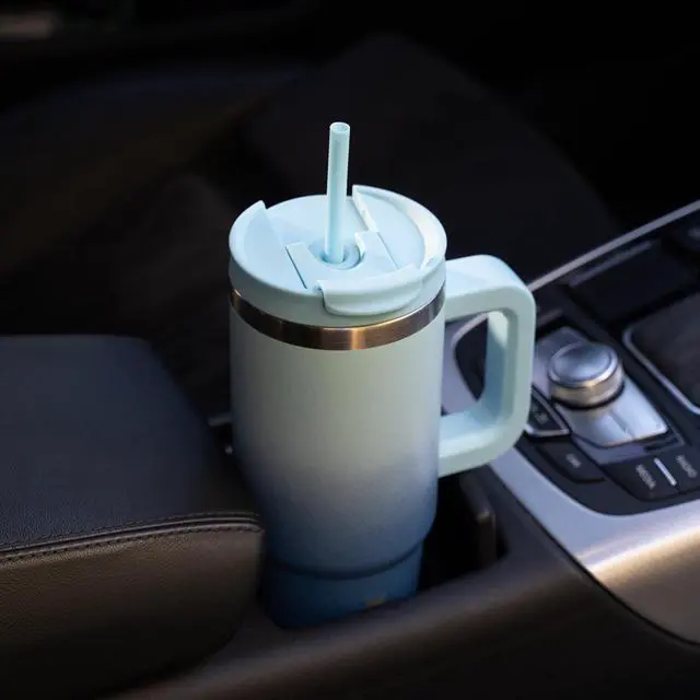 Alt view image 6 of 6 - 30 oz Insulated Tumbler with Handle & Straw, Stainless Steel