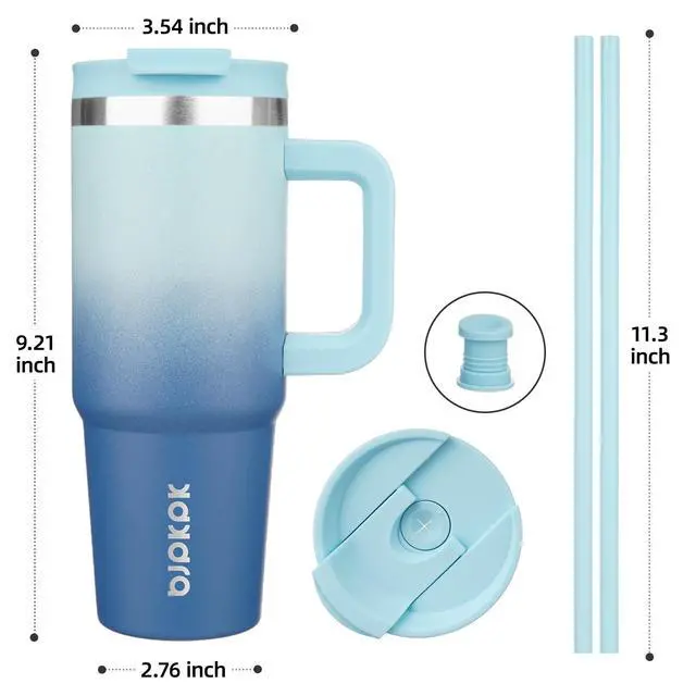 Alt view image 3 of 6 - 30 oz Insulated Tumbler with Handle & Straw, Stainless Steel