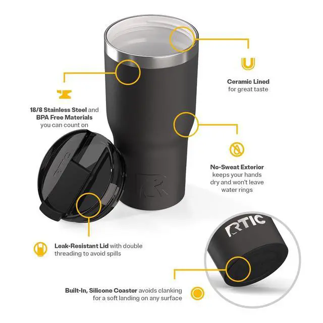 Alt view image 3 of 7 - 30oz Essential Tumbler with Lid, Ceramic Lined, Black