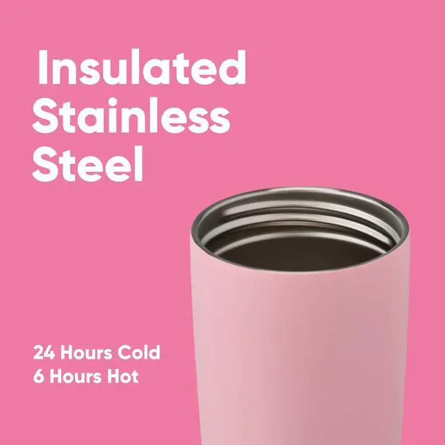 Alt view image 4 of 5 - SmoothSip Slider Insulated Stainless Steel Coffee Tumbler, Reusable Iced Coffee Cup, Hot Coffee Travel Mug, BPA Free 20 oz, Pucker Up