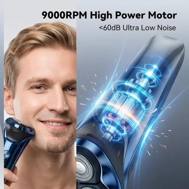 Alt view image 2 of 6 - Electric Razor for Men, 2026 Upgraded Electric Shavers for Men, USB-C Rechargeable, Wet & Dry Shaver with Pop-up Trimmer and Travel Case (Blue)