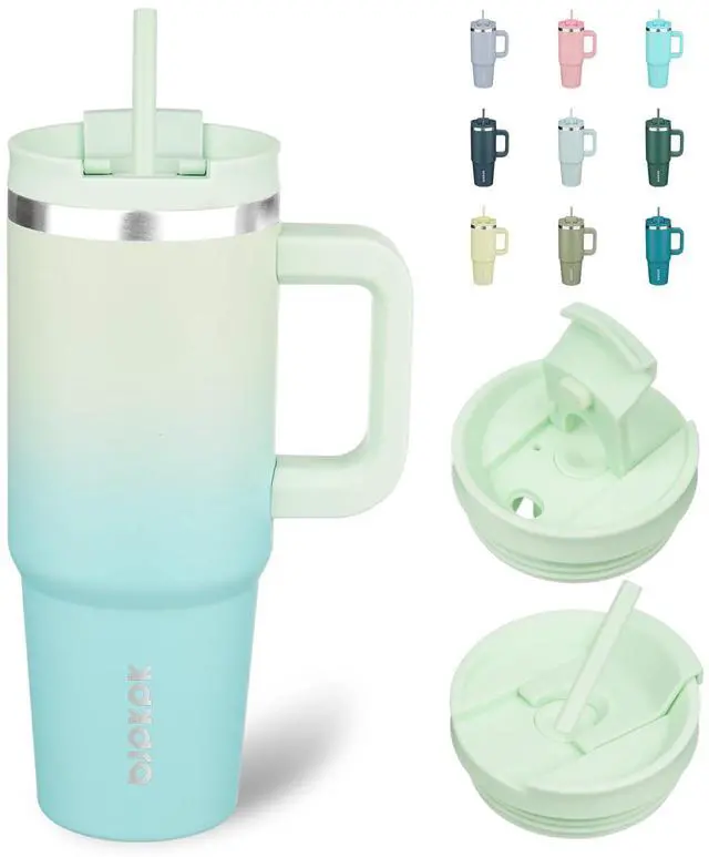 Main image of 30 oz Insulated Tumbler with Handle & Straw, Stainless Steel