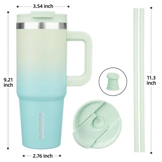 Alt view image 3 of 6 - 30 oz Insulated Tumbler with Handle & Straw, Stainless Steel