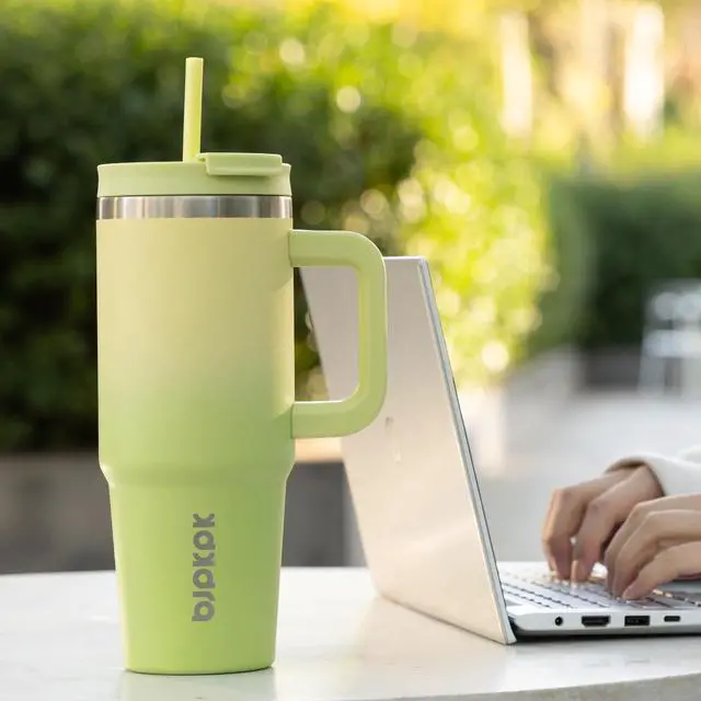 Alt view image 5 of 6 - 30 oz Insulated Tumbler with Handle & Straw, Stainless Steel