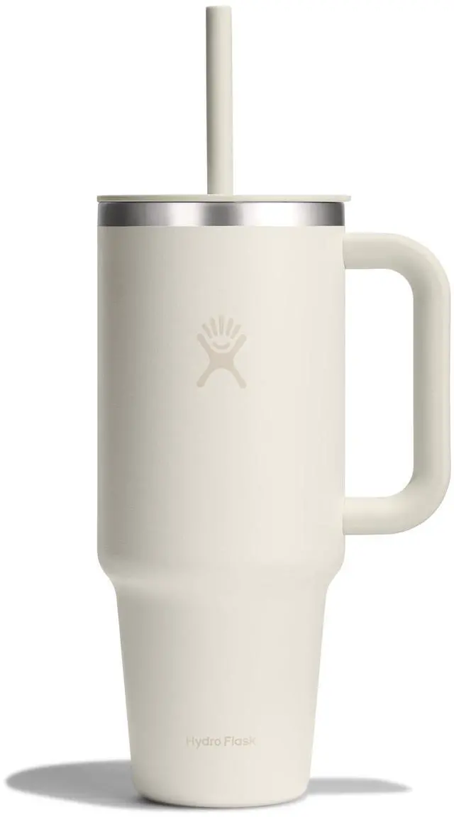 Main image of 40 Oz Travel Tumbler with Handle, Lid and Straw - Insulated Stainless Steel in 40 Oz Ivory