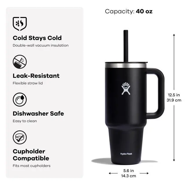 Alt view image 6 of 6 - 40 Oz Travel Tumbler with Handle, Lid and Straw - Insulated Stainless Steel in 40 Oz Ivory