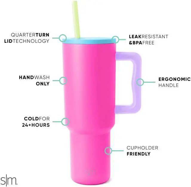 Alt view image 2 of 7 - Tumbler with Handle and Straw | 40oz | 80s Mix