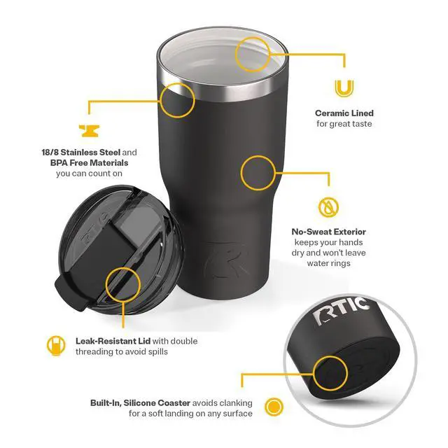Alt view image 3 of 7 - 20oz Essential Tumbler with Lid, Ceramic Lined, Black