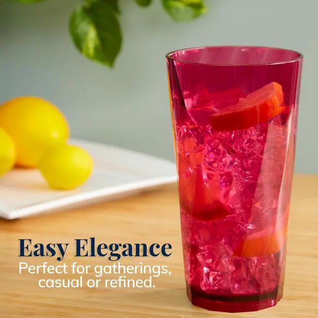Alt view image 5 of 7 - Optix Plastic Reusable Drinking Glasses (Set of 8) 20oz Water Cups in Jewel Tone Colors | BPA-Free Tumblers, Made in USA | Top-Rack Dishwasher Safe