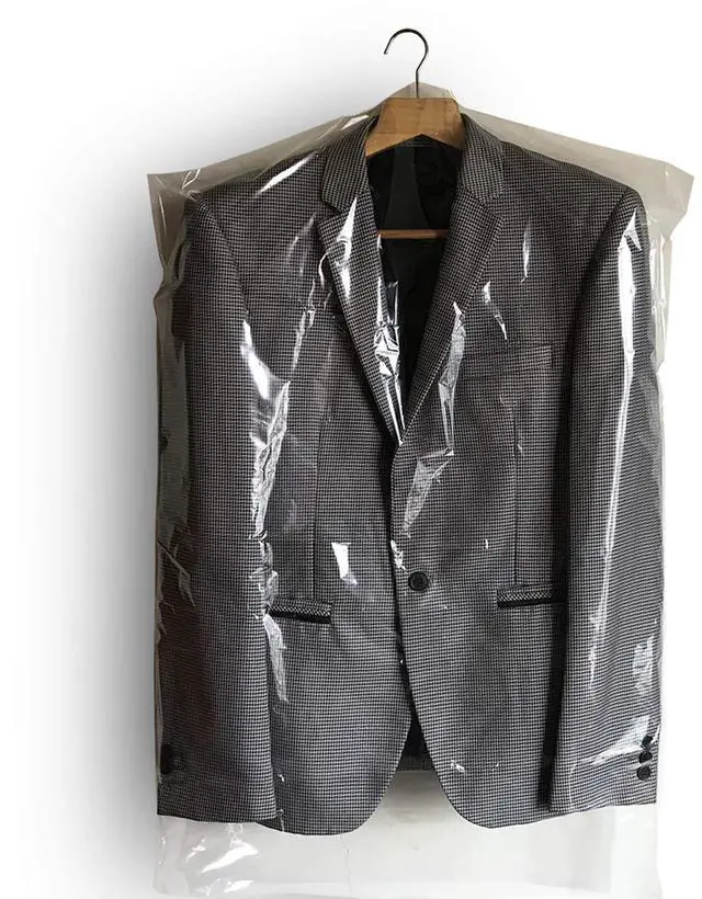 Main image of 60 PCS Dry Cleaner Bags Plastic Clear 35.4 Inches Can be Hung Transparent Clothes Dust Cover