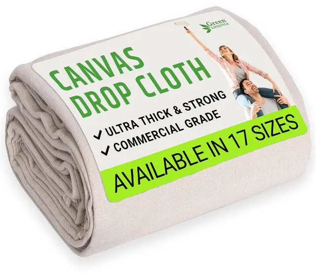 Main image of All Purpose Canvas Drop Cloths - Drop Cloth for Painting, Floor Cover, Heavy Duty Protection for Furniture & Surfaces, Reusable Painters Canvas Tarp for Renovation & Home (4x12)