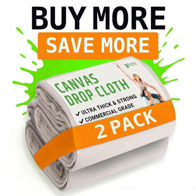 Alt view image 2 of 6 - All Purpose Canvas Drop Cloths - Drop Cloth for Painting, Floor Cover, Heavy Duty Protection for Furniture & Surfaces, Reusable Painters Canvas Tarp for Renovation & Home (4x12)