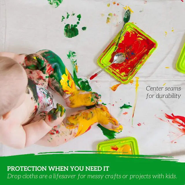 Alt view image 6 of 6 - All Purpose Canvas Drop Cloths - Drop Cloth for Painting, Floor Cover, Heavy Duty Protection for Furniture & Surfaces, Reusable Painters Canvas Tarp for Renovation & Home (4x12)
