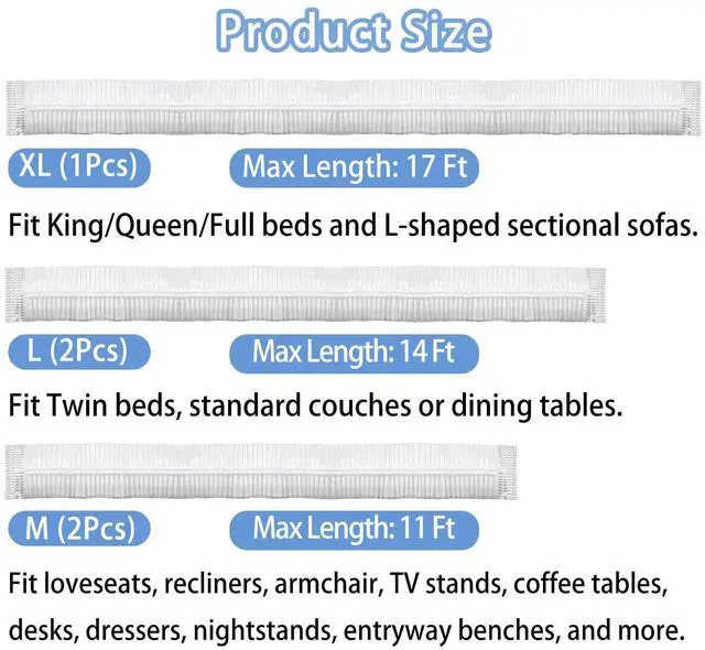 Alt view image 3 of 7 - 5 Pcs Disposable Furniture Dust Covers with Elastic, Plastic Dust Cover for Sofa Chair Dining Table TV Stand, Extra Large Clear Couch Bed Protector Covers for Moving and Storage, 3 Sizes (1XL 2L 2M)