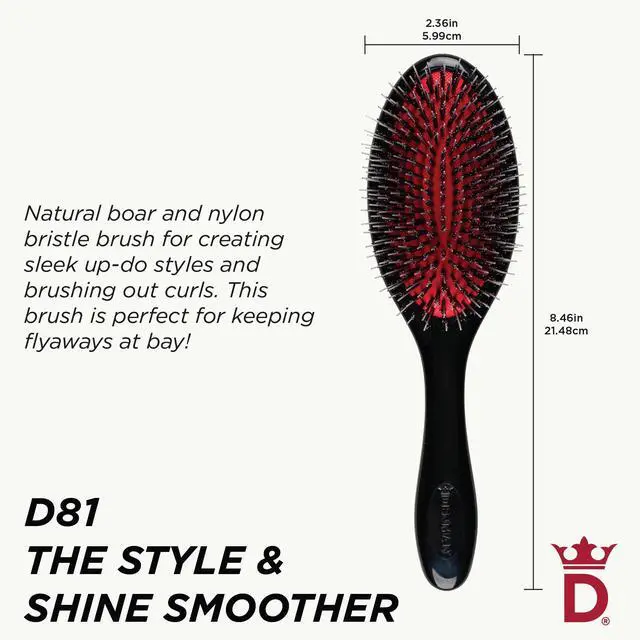 Alt view image 2 of 7 - Boar Bristle Hair Brush Smoothing & Shine Enhancing for Slick Back Styles, Curl Defining & Detangling. D81M Hairbrush with Natural Bristles for all Hair Types for Women & Men