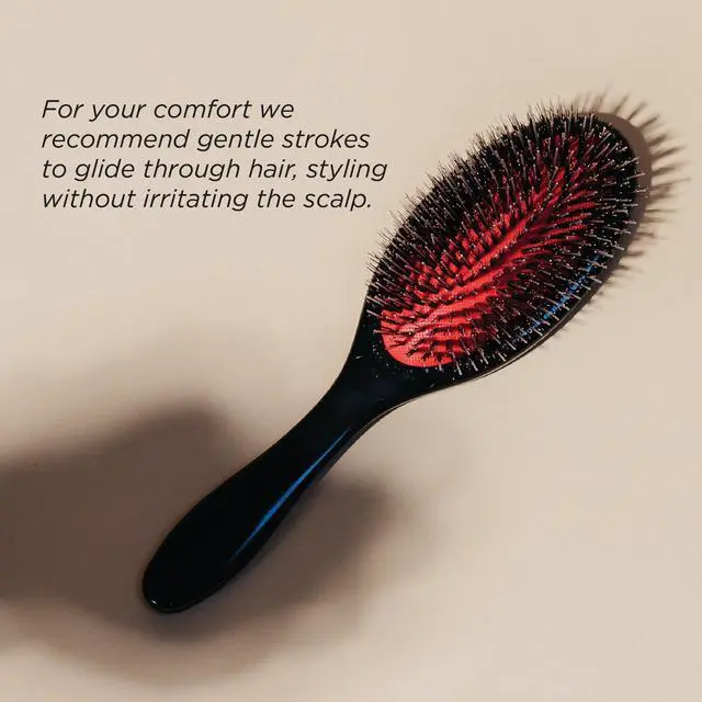 Alt view image 4 of 7 - Boar Bristle Hair Brush Smoothing & Shine Enhancing for Slick Back Styles, Curl Defining & Detangling. D81M Hairbrush with Natural Bristles for all Hair Types for Women & Men