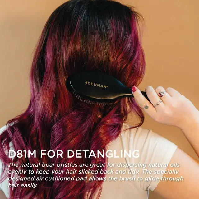 Alt view image 5 of 7 - Boar Bristle Hair Brush Smoothing & Shine Enhancing for Slick Back Styles, Curl Defining & Detangling. D81M Hairbrush with Natural Bristles for all Hair Types for Women & Men