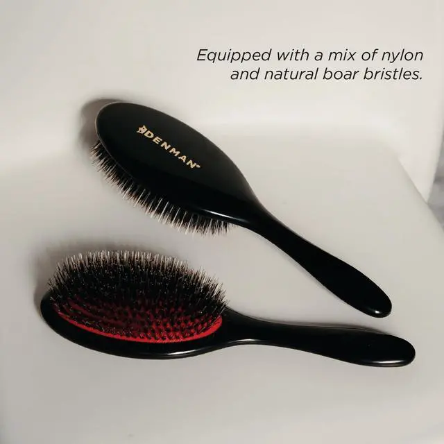 Alt view image 6 of 7 - Boar Bristle Hair Brush Smoothing & Shine Enhancing for Slick Back Styles, Curl Defining & Detangling. D81M Hairbrush with Natural Bristles for all Hair Types for Women & Men