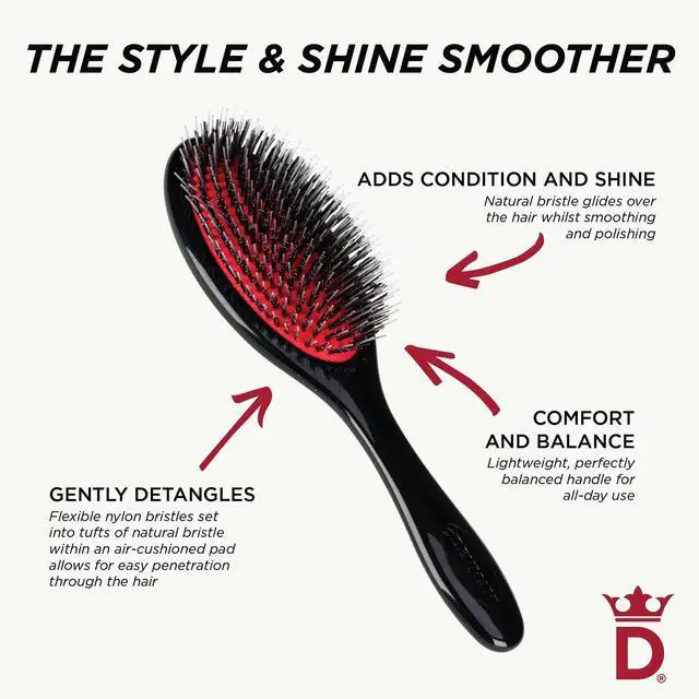 Alt view image 7 of 7 - Boar Bristle Hair Brush Smoothing & Shine Enhancing for Slick Back Styles, Curl Defining & Detangling. D81M Hairbrush with Natural Bristles for all Hair Types for Women & Men