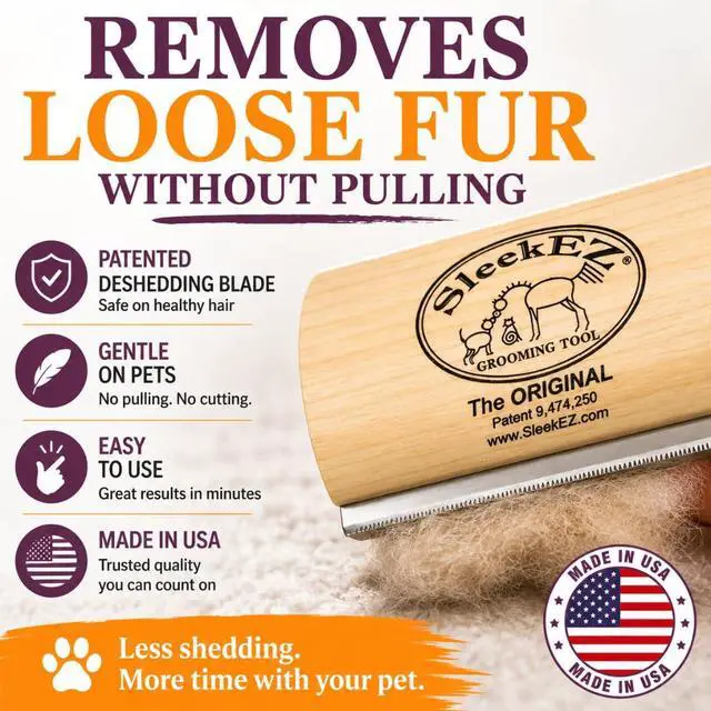 Alt view image 6 of 7 - Dog Brush for Shedding | Patented Deshedding Dog Brush | Pet Hair Remover for Short, Medium & Long Coats | Made in USA | 5 Inch