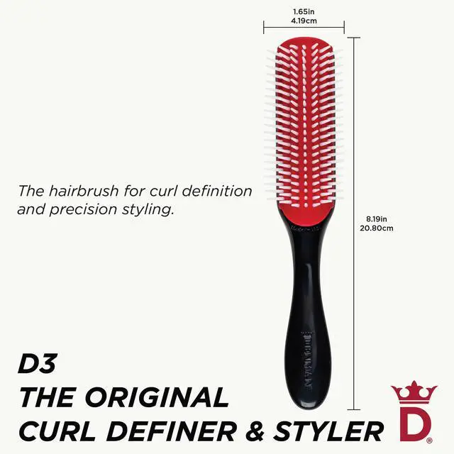 Alt view image 2 of 7 - Curly Hair Brush D3 (Black & Red) 7 Row Styling Brush for Detangling, Separating, Shaping and Defining Curls - For Women and Men