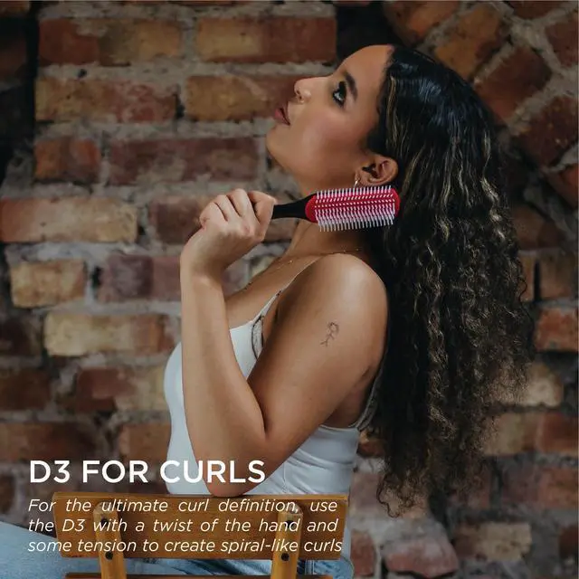 Alt view image 3 of 7 - Curly Hair Brush D3 (Black & Red) 7 Row Styling Brush for Detangling, Separating, Shaping and Defining Curls - For Women and Men