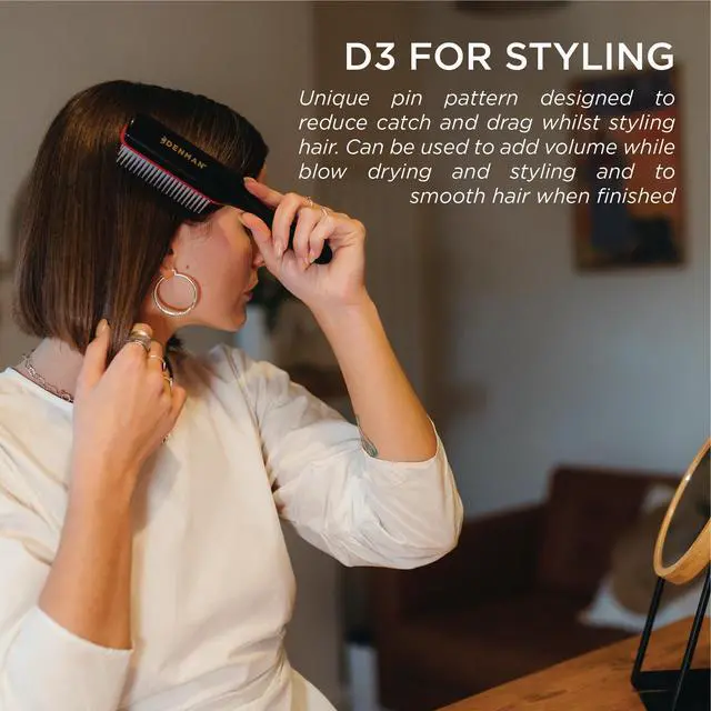 Alt view image 4 of 7 - Curly Hair Brush D3 (Black & Red) 7 Row Styling Brush for Detangling, Separating, Shaping and Defining Curls - For Women and Men