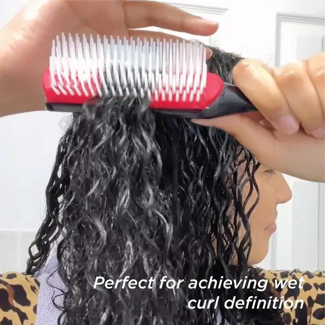 Alt view image 7 of 7 - Curly Hair Brush D3 (Black & Red) 7 Row Styling Brush for Detangling, Separating, Shaping and Defining Curls - For Women and Men