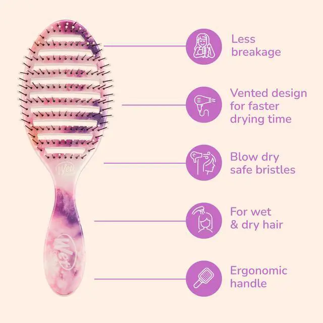 Alt view image 3 of 7 - Speed Dry Hair Brush - Watermark (Color Wash) - Vented Design and Ultra Soft HeatFlex Bristles Are Blow Dry Safe With Ergonomic Handle Manages Tangle and Uncontrollable Hair - Pain-Free