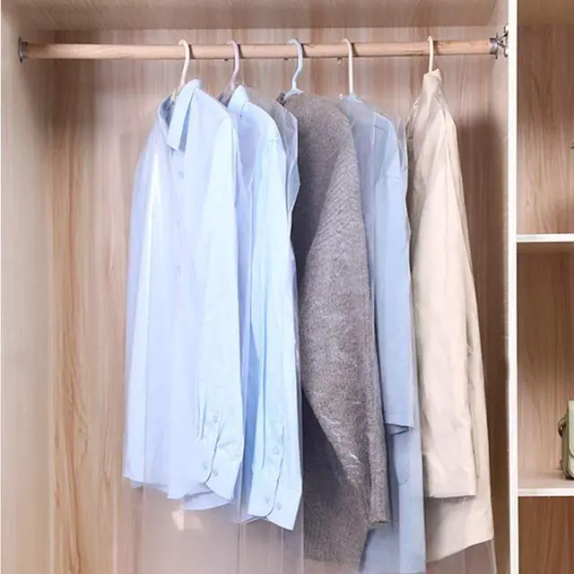 Alt view image 2 of 6 - 30 Pack Clear Plastic Clothes Covers 35.4inch Dry Cleaning Hanging Dust Proof Garment Bags for Home Storage Clothing Stores & Dry Cleaners.
