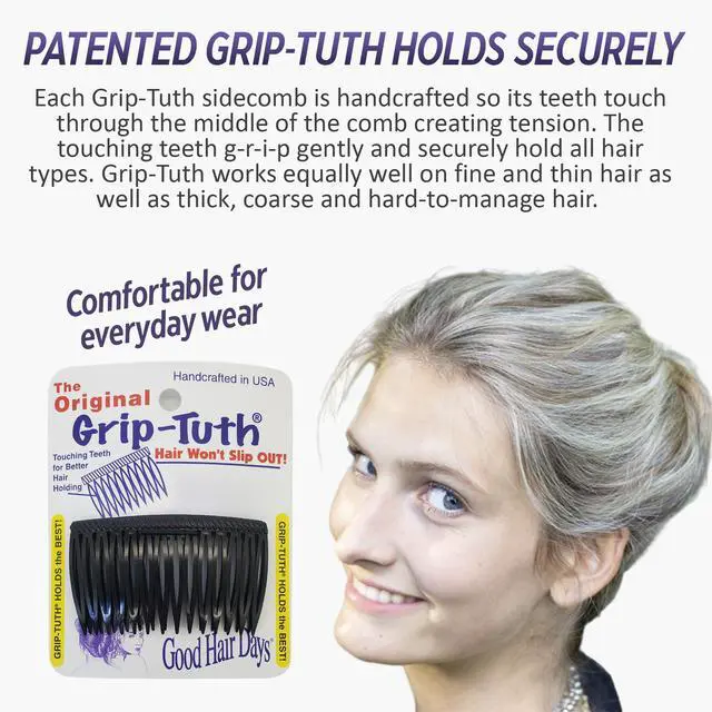 Alt view image 2 of 6 - Grip-Tuth Tuck Combs (2-1.5") Secure Hold for all Hair Types