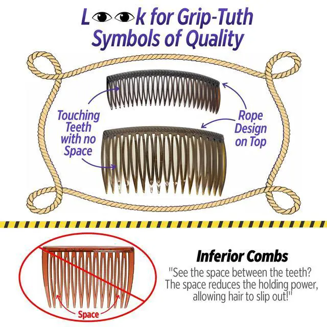 Alt view image 3 of 6 - Grip-Tuth Tuck Combs (2-1.5") Secure Hold for all Hair Types
