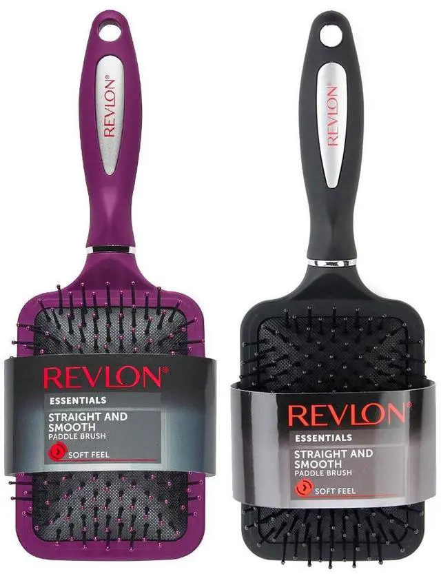 Main image of Straight & Smooth Soft Touch Paddle Hair Brush Set, Black + Berry