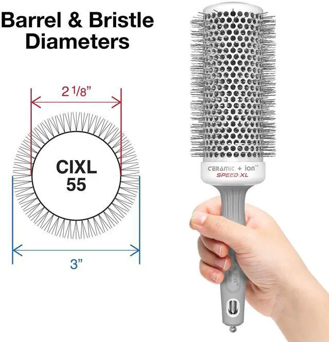 Alt view image 2 of 7 - Ceramic + Ion Speed XL - Extra-Long Round Thermal Hair Brush - Not Electrical - Professional Blowout Brush for Normal to Thick Hair - 2 1/8"- Diameter Barrel - CIXL-55