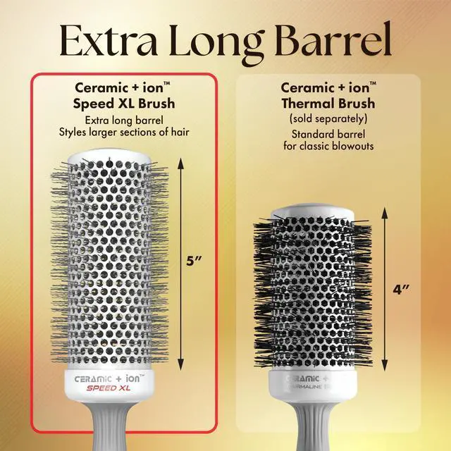Alt view image 3 of 7 - Ceramic + Ion Speed XL - Extra-Long Round Thermal Hair Brush - Not Electrical - Professional Blowout Brush for Normal to Thick Hair - 2 1/8"- Diameter Barrel - CIXL-55