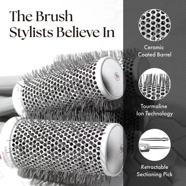 Alt view image 5 of 7 - Ceramic + Ion Speed XL - Extra-Long Round Thermal Hair Brush - Not Electrical - Professional Blowout Brush for Normal to Thick Hair - 2 1/8"- Diameter Barrel - CIXL-55