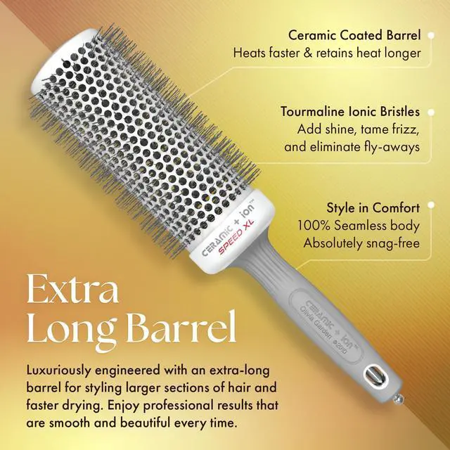 Alt view image 4 of 7 - Ceramic + Ion Speed XL - Extra-Long Round Thermal Hair Brush - Not Electrical - Professional Blowout Brush for Normal to Thick Hair - 2 1/8"- Diameter Barrel - CIXL-55