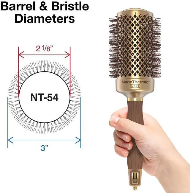 Alt view image 2 of 7 - NanoThermic Ceramic + Ion Round Thermal Hair Brush - Not Electrical - Professional Blowout Brush for Normal to Thick Hair, NT-54 2 1/8"
