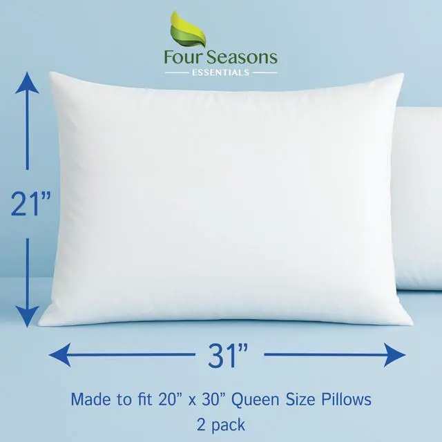 Alt view image 2 of 7 - Queen Size Waterproof Pillow Protectors (Set of 2) Zippered Hypoallergenic Pillowcase Cover Allergen Dust Proof Encasement