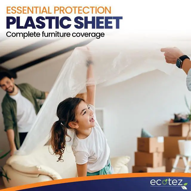 Alt view image 6 of 7 - 6 Pack 12 x 9 ft Extra Large Plastic Drop Cloth for Painting
