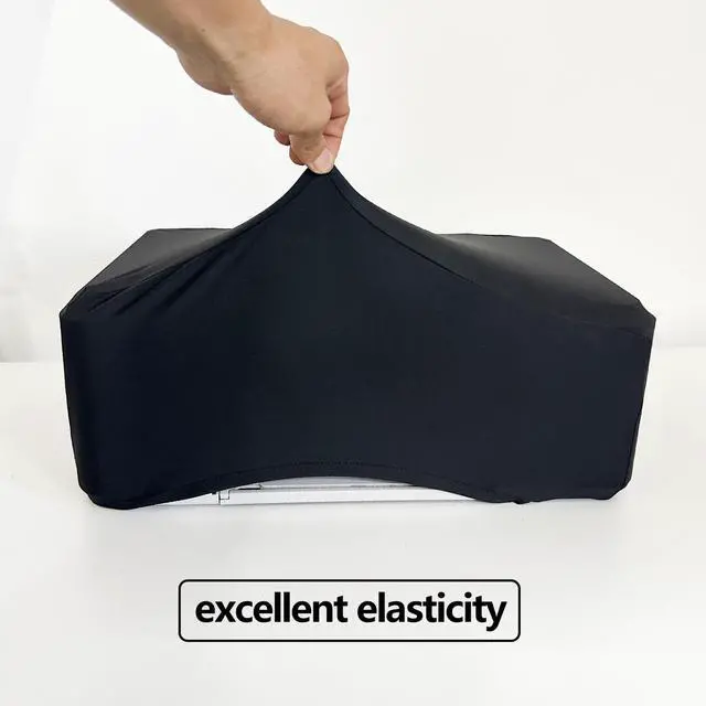 Alt view image 4 of 7 - Universal Elastic Waterproof Printer Dust Cover - Minimalist Black Stretch Fabric Protector with Drawstring Closure & Metal Buckle for Most Printers
