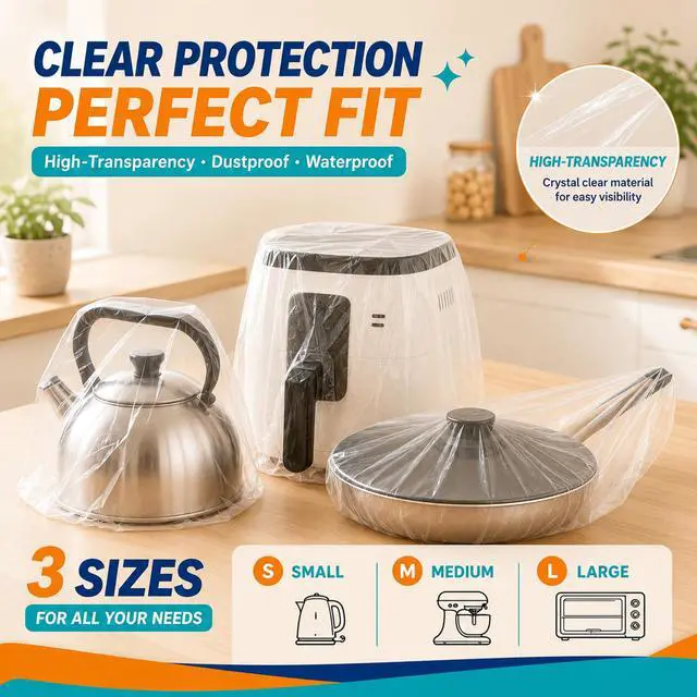 Alt view image 5 of 6 - 90 PCS Clear Disposable Small Appliance Dust Covers