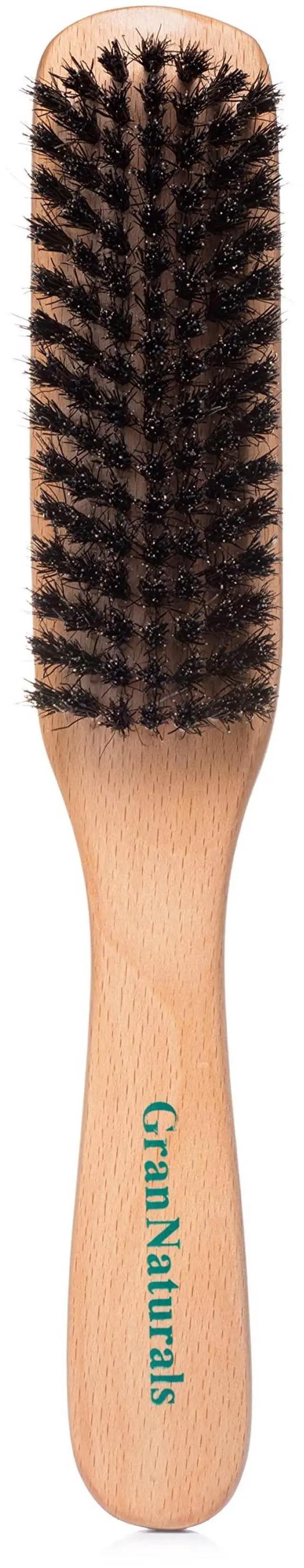 Main image of Boar Bristle Slick Back Hair Brush - Large Soft/Medium Smoothing Hairbrush to Style, Polish, & Lay Hair Down Flat to Create a Sleek Frizz Free Hairstyle for Women and Men