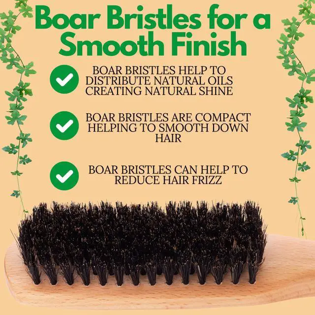 Alt view image 4 of 7 - Boar Bristle Slick Back Hair Brush - Large Soft/Medium Smoothing Hairbrush to Style, Polish, & Lay Hair Down Flat to Create a Sleek Frizz Free Hairstyle for Women and Men